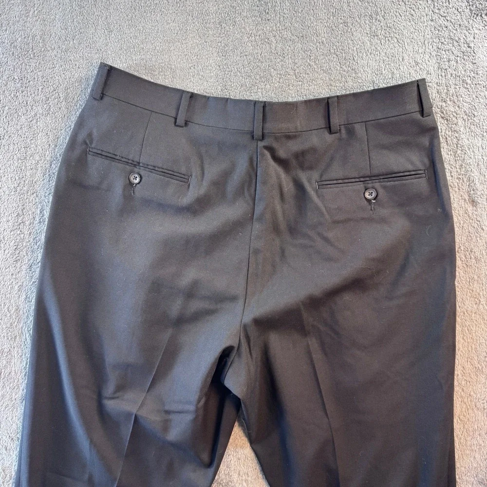 Oscar de la Renta Mens Black 100% Wool‎ Pleated Cuffed Dress Pants 36W 32L J177